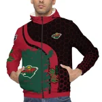 minnesota wild hex grid texture red black windbreaker jacket best selling