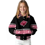 minnesota wild pink ribbon black pink varsity jacket best selling