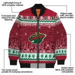minnesota wild snowy pines red bomber jacket best selling