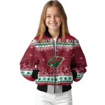 minnesota wild snowy pines red bomber jacket best selling