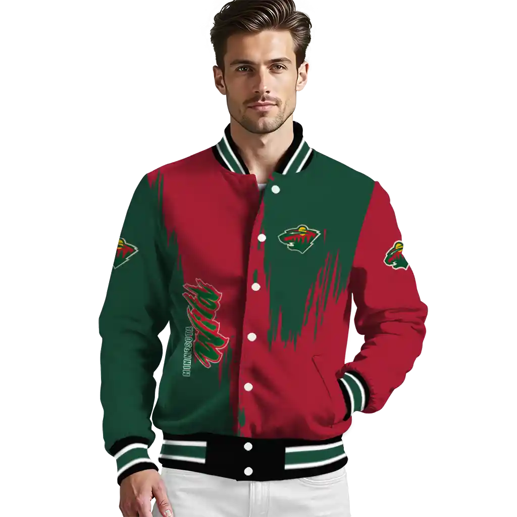 minnesota wild urban mark red varsity jacket high quality minnesota wild urban mark red varsity jacket high quality