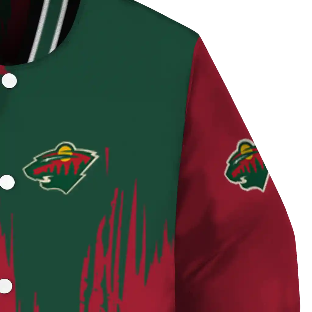minnesota wild urban mark red varsity jacket premium grade minnesota wild urban mark red varsity jacket premium grade