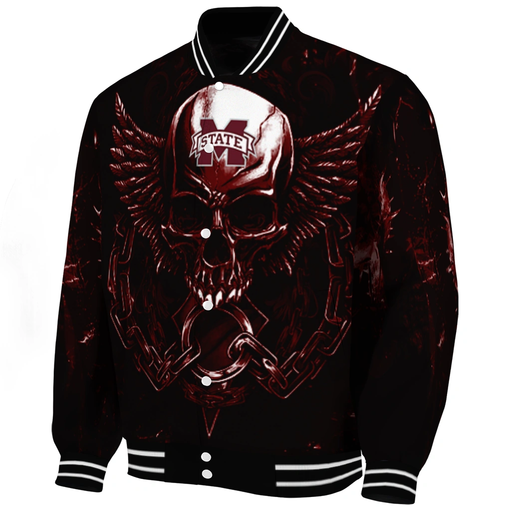 mississippi state bulldogs skull bite maroon black varsity jacket best selling mississippi state bulldogs skull bite maroon black varsity jacket best selling