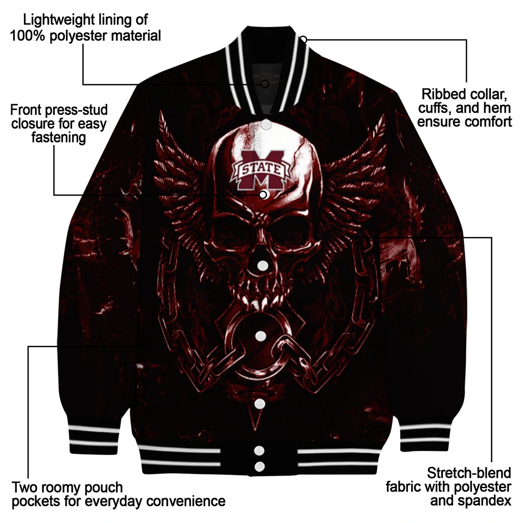 mississippi state bulldogs skull bite maroon black varsity jacket new arrival mississippi state bulldogs skull bite maroon black varsity jacket new arrival