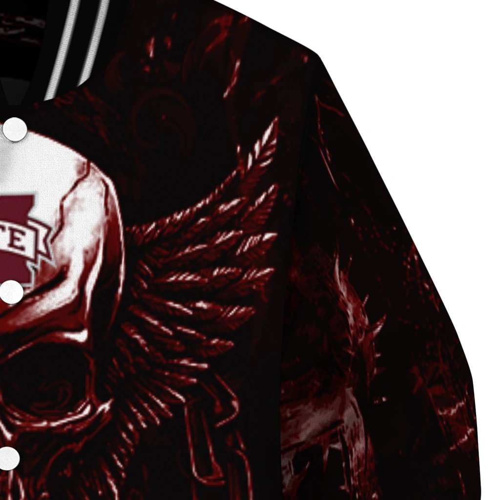 mississippi state bulldogs skull bite maroon black varsity jacket premium grade mississippi state bulldogs skull bite maroon black varsity jacket premium grade