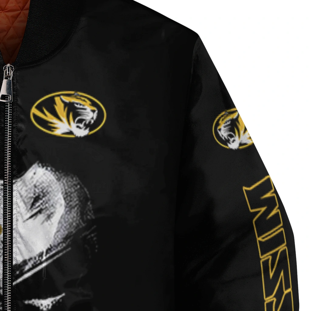 missouri tigers edgy mask black bomber jacket premium grade missouri tigers edgy mask black bomber jacket premium grade