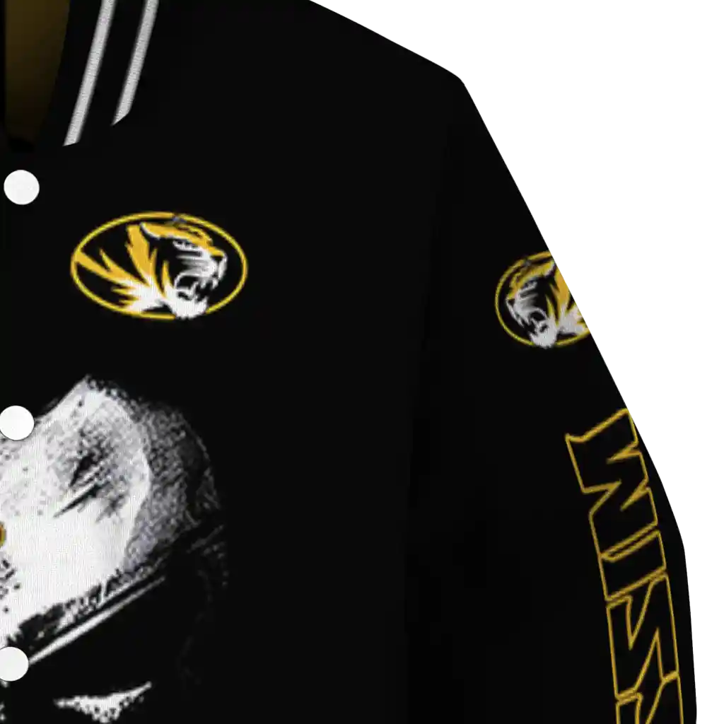 missouri tigers edgy mask black varsity jacket premium grade missouri tigers edgy mask black varsity jacket premium grade