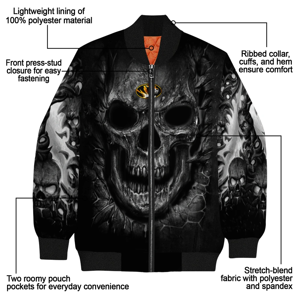 missouri tigers inferno skull black bomber jacket new arrival missouri tigers inferno skull black bomber jacket new arrival