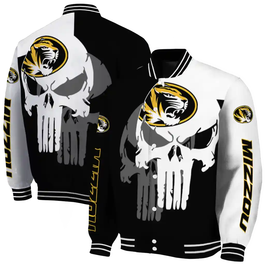 missouri tigers skull outline black white varsity jacket fashion forward missouri tigers skull outline black white varsity jacket fashion forward