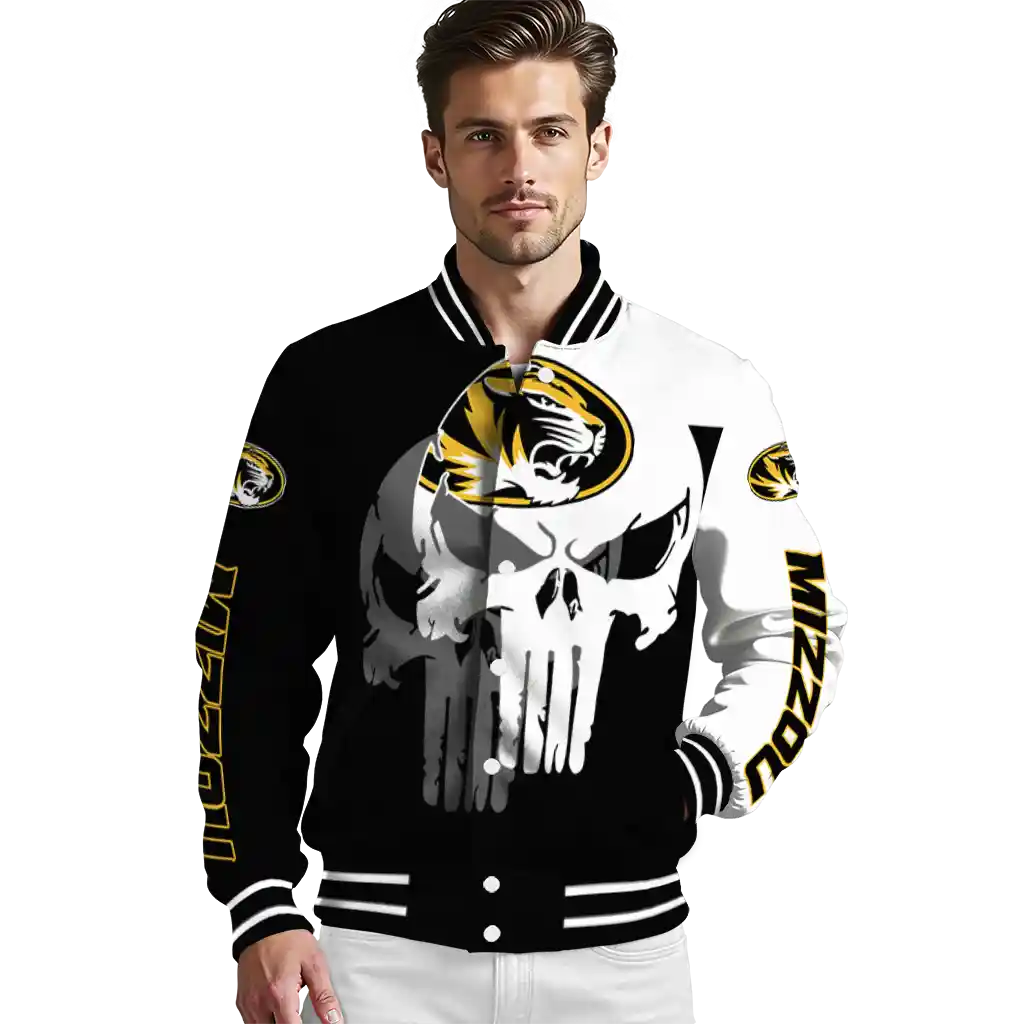 missouri tigers skull outline black white varsity jacket high quality missouri tigers skull outline black white varsity jacket high quality