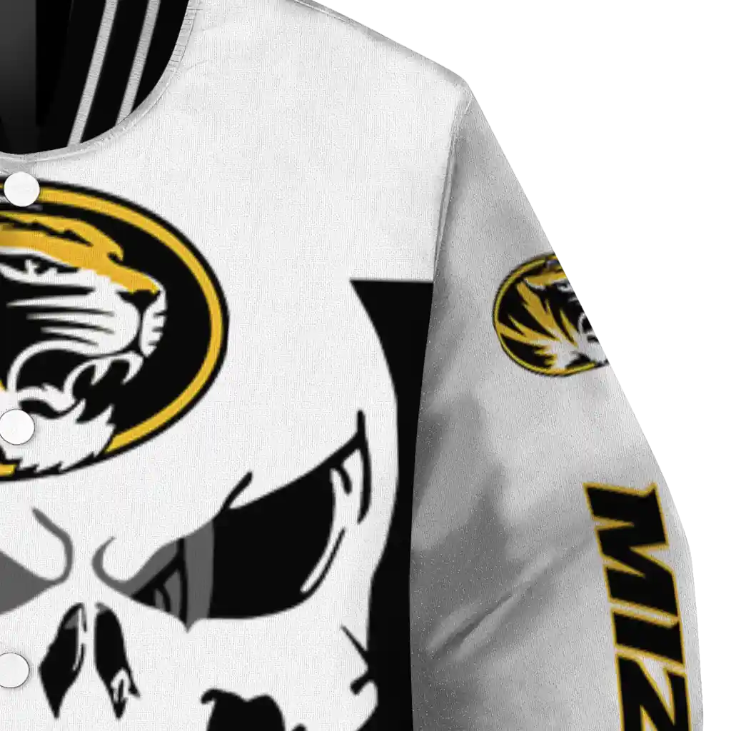 missouri tigers skull outline black white varsity jacket premium grade missouri tigers skull outline black white varsity jacket premium grade