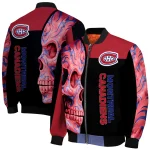 montreal canadiens fire skull red black bomber jacket best selling