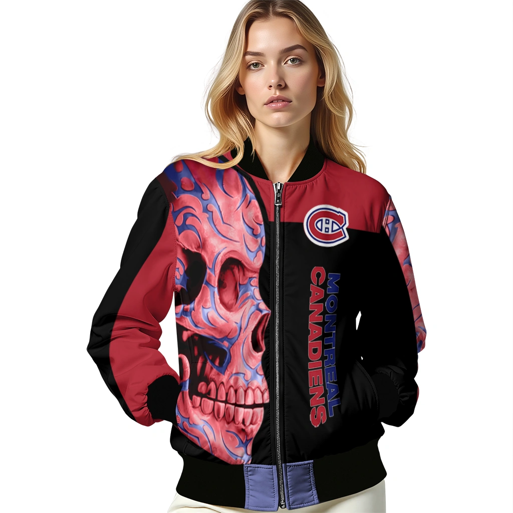 montreal canadiens fire skull red black bomber jacket latest model montreal canadiens fire skull red black bomber jacket latest model