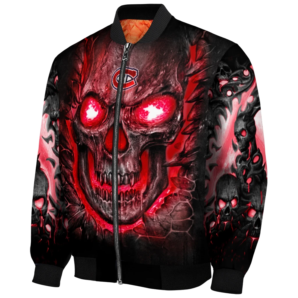 montreal canadiens inferno skull red black bomber jacket fashion forward montreal canadiens inferno skull red black bomber jacket fashion forward