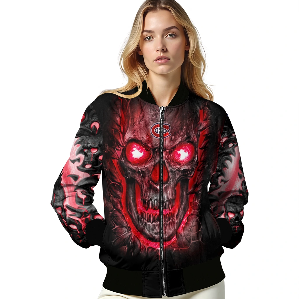montreal canadiens inferno skull red black bomber jacket latest model montreal canadiens inferno skull red black bomber jacket latest model