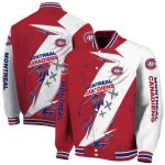 montreal canadiens ripped bolt red white varsity jacket best selling