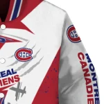 montreal canadiens ripped bolt red white varsity jacket best selling