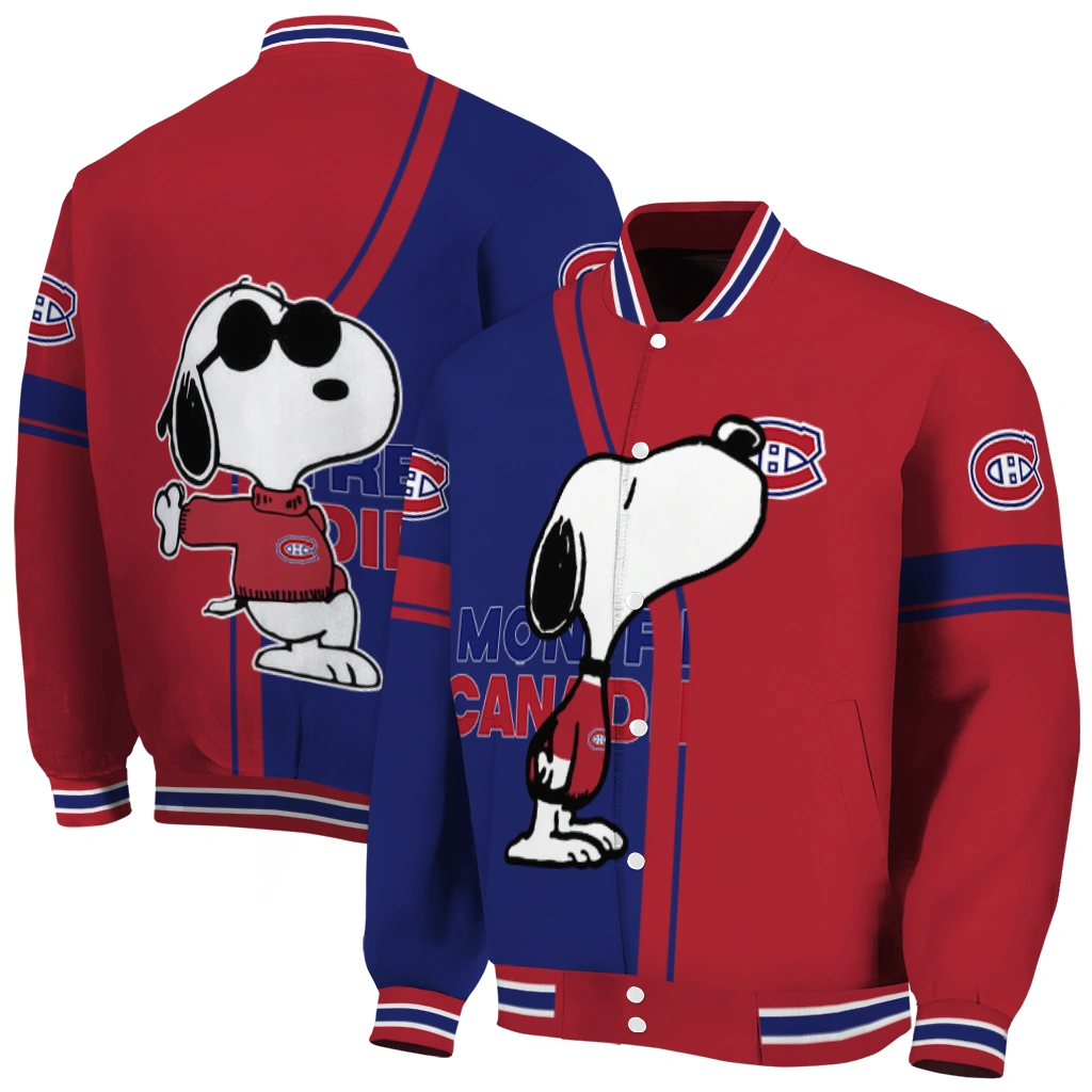 montreal canadiens snoopy attitude red varsity jacket fashion forward montreal canadiens snoopy attitude red varsity jacket fashion forward