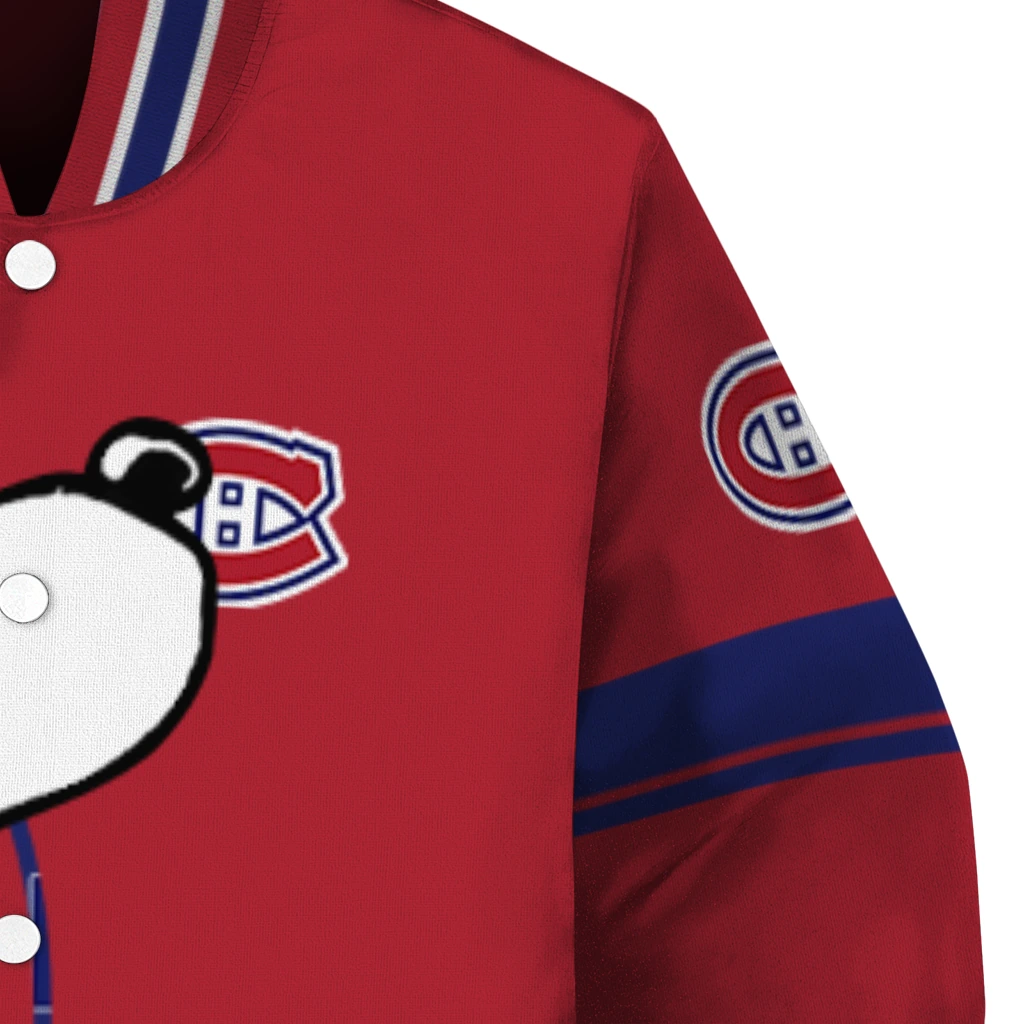 montreal canadiens snoopy attitude red varsity jacket premium grade montreal canadiens snoopy attitude red varsity jacket premium grade
