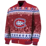 montreal canadiens snowy pines red varsity jacket best selling