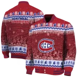 montreal canadiens snowy pines red varsity jacket best selling
