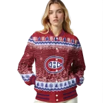 montreal canadiens snowy pines red varsity jacket best selling