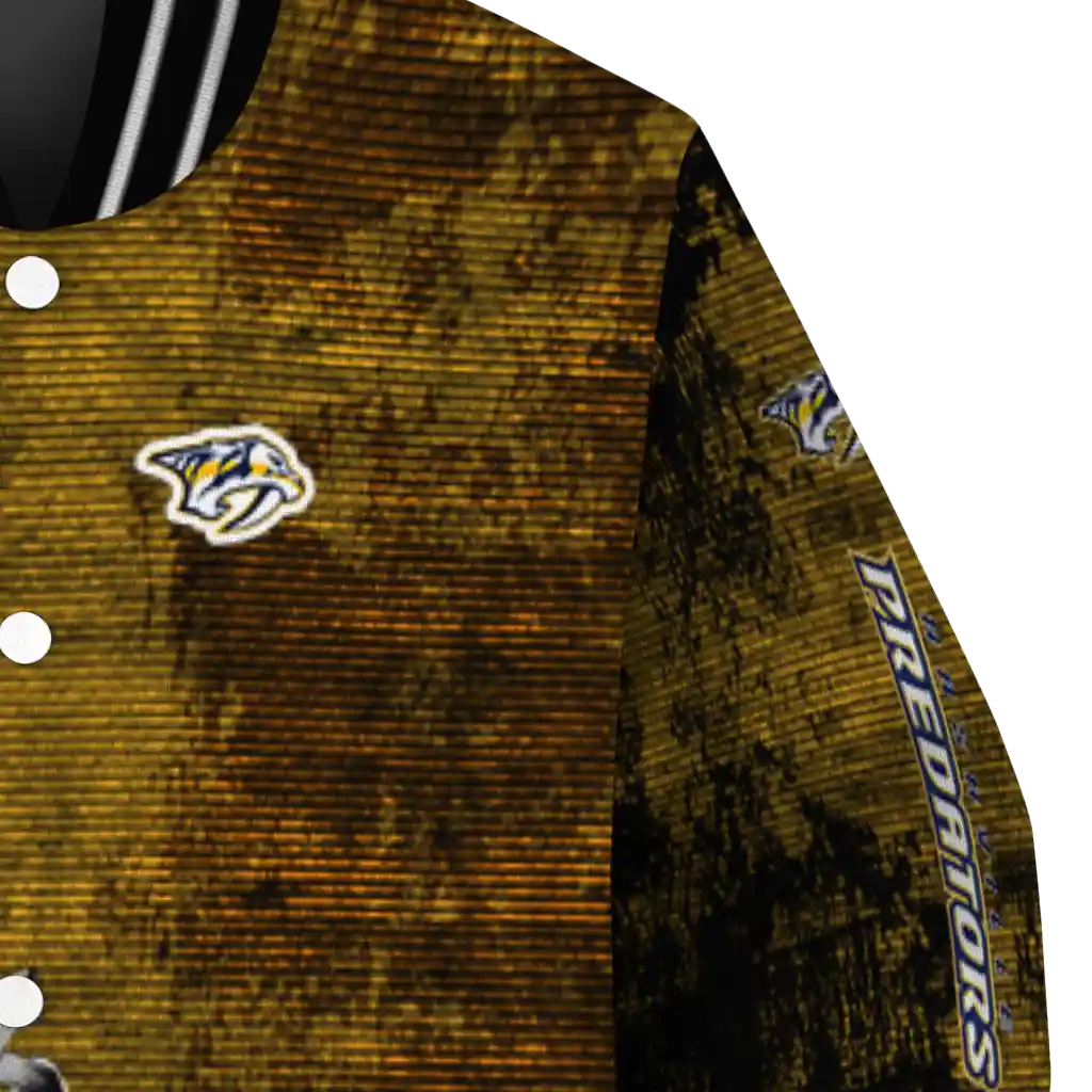 nashville predators distressed slash gold black varsity jacket premium grade nashville predators distressed slash gold black varsity jacket premium grade
