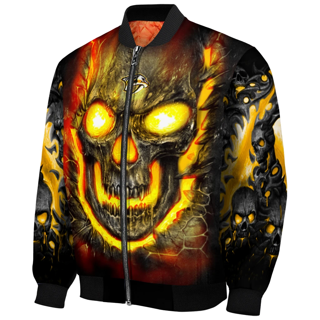 nashville predators inferno skull gold black bomber jacket fashion forward nashville predators inferno skull gold black bomber jacket fashion forward
