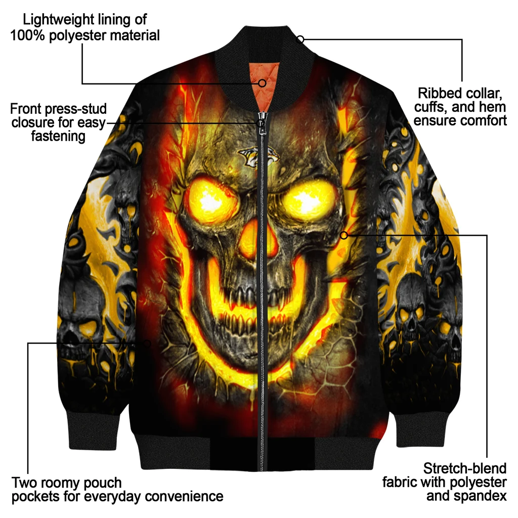 nashville predators inferno skull gold black bomber jacket new arrival nashville predators inferno skull gold black bomber jacket new arrival