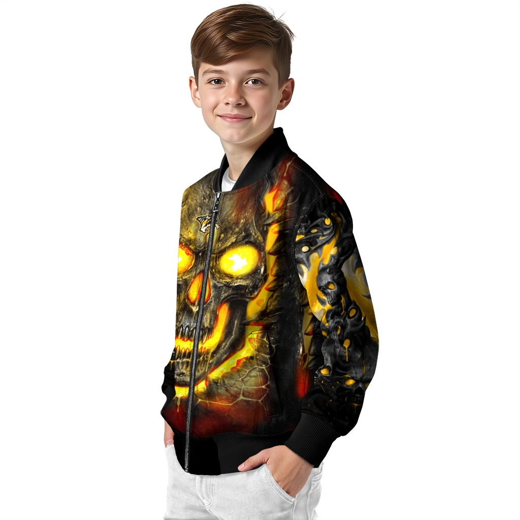nashville predators inferno skull gold black bomber jacket trendy nashville predators inferno skull gold black bomber jacket trendy