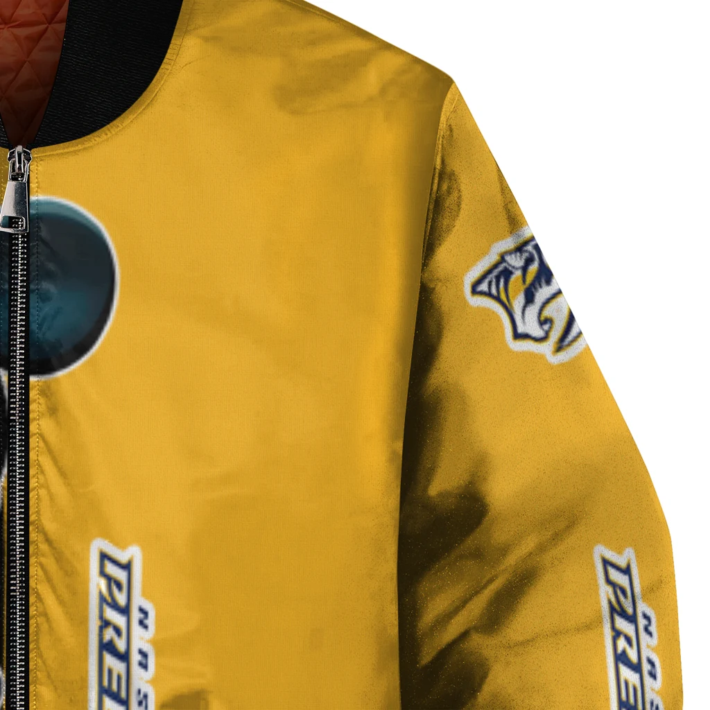 nashville predators mickey mouse gold bomber jacket premium grade nashville predators mickey mouse gold bomber jacket premium grade