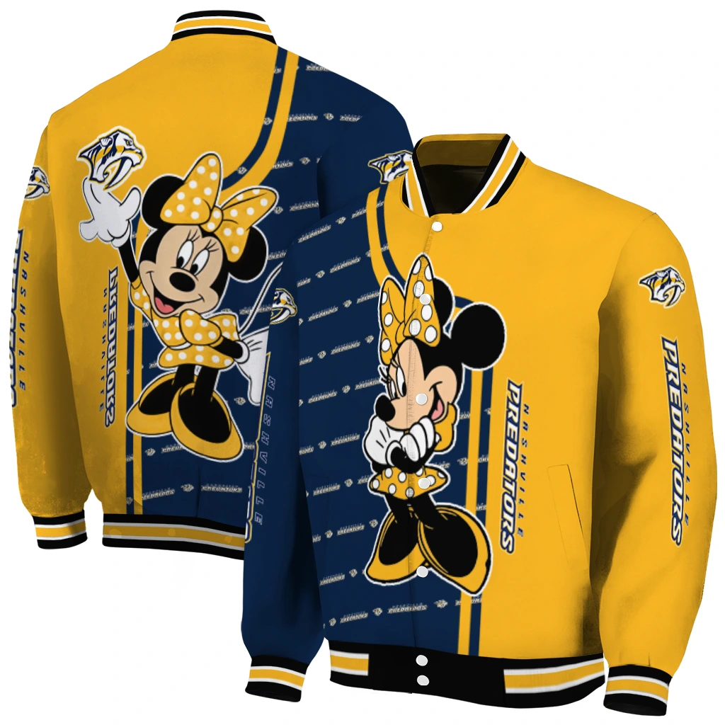 nashville predators minnie mouse gold varsity jacket fashion forward nashville predators minnie mouse gold varsity jacket fashion forward