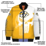 nashville predators skull outline gold white bomber jacket best selling