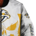 nashville predators skull outline gold white bomber jacket best selling