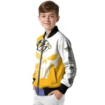 nashville predators skull outline gold white bomber jacket best selling