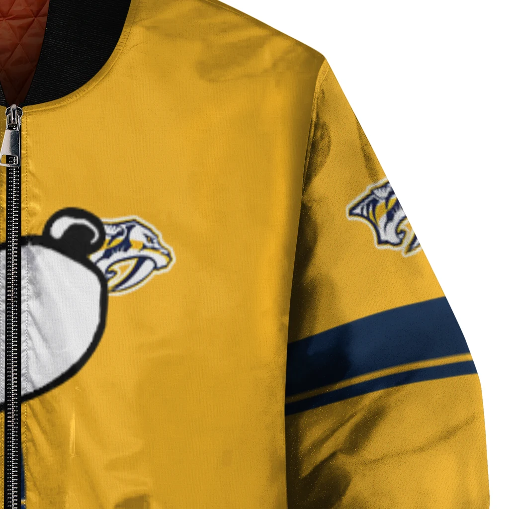 nashville predators snoopy attitude gold bomber jacket premium grade nashville predators snoopy attitude gold bomber jacket premium grade