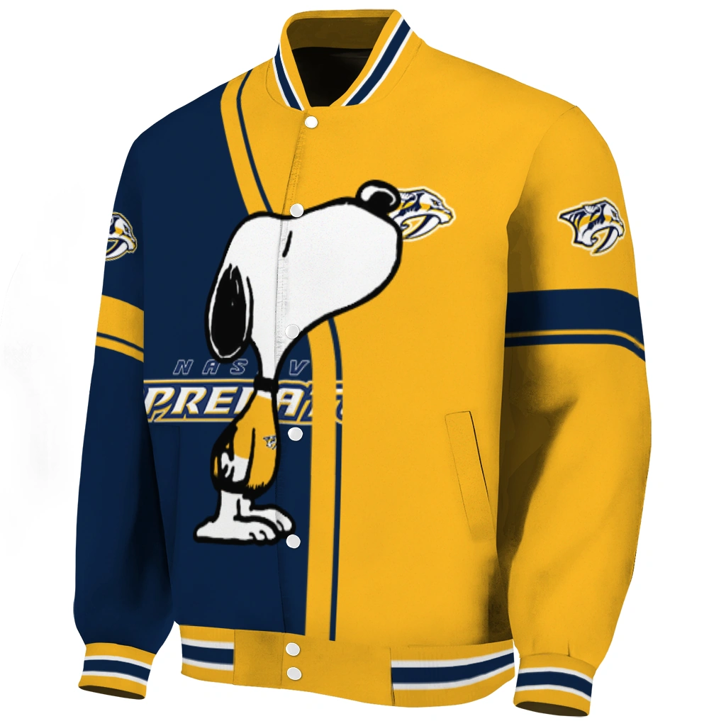 nashville predators snoopy attitude gold varsity jacket best selling nashville predators snoopy attitude gold varsity jacket best selling