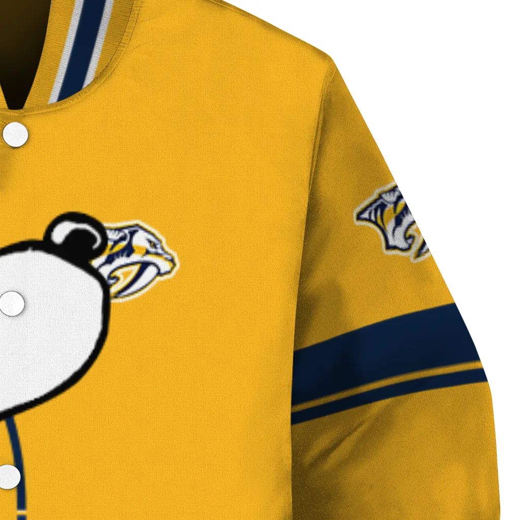 nashville predators snoopy attitude gold varsity jacket premium grade nashville predators snoopy attitude gold varsity jacket premium grade