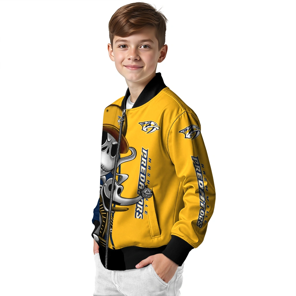 nashville predators spooky grin gold bomber jacket trendy nashville predators spooky grin gold bomber jacket trendy