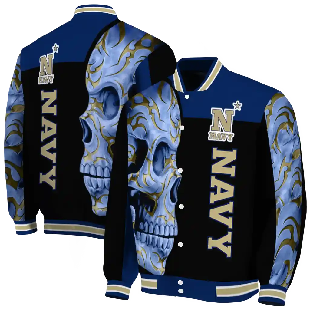 navy midshipmen fire skull blue black varsity jacket fashion forward navy midshipmen fire skull blue black varsity jacket fashion forward