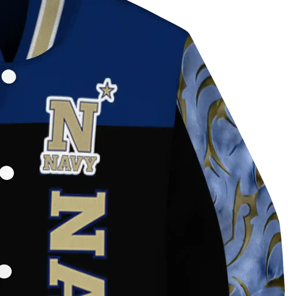 navy midshipmen fire skull blue black varsity jacket premium grade navy midshipmen fire skull blue black varsity jacket premium grade