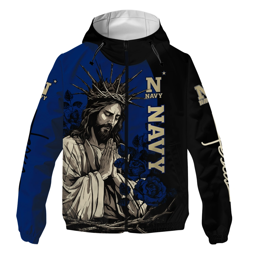 navy midshipmen jesus roses blue black windbreaker jacket best selling navy midshipmen jesus roses blue black windbreaker jacket best selling