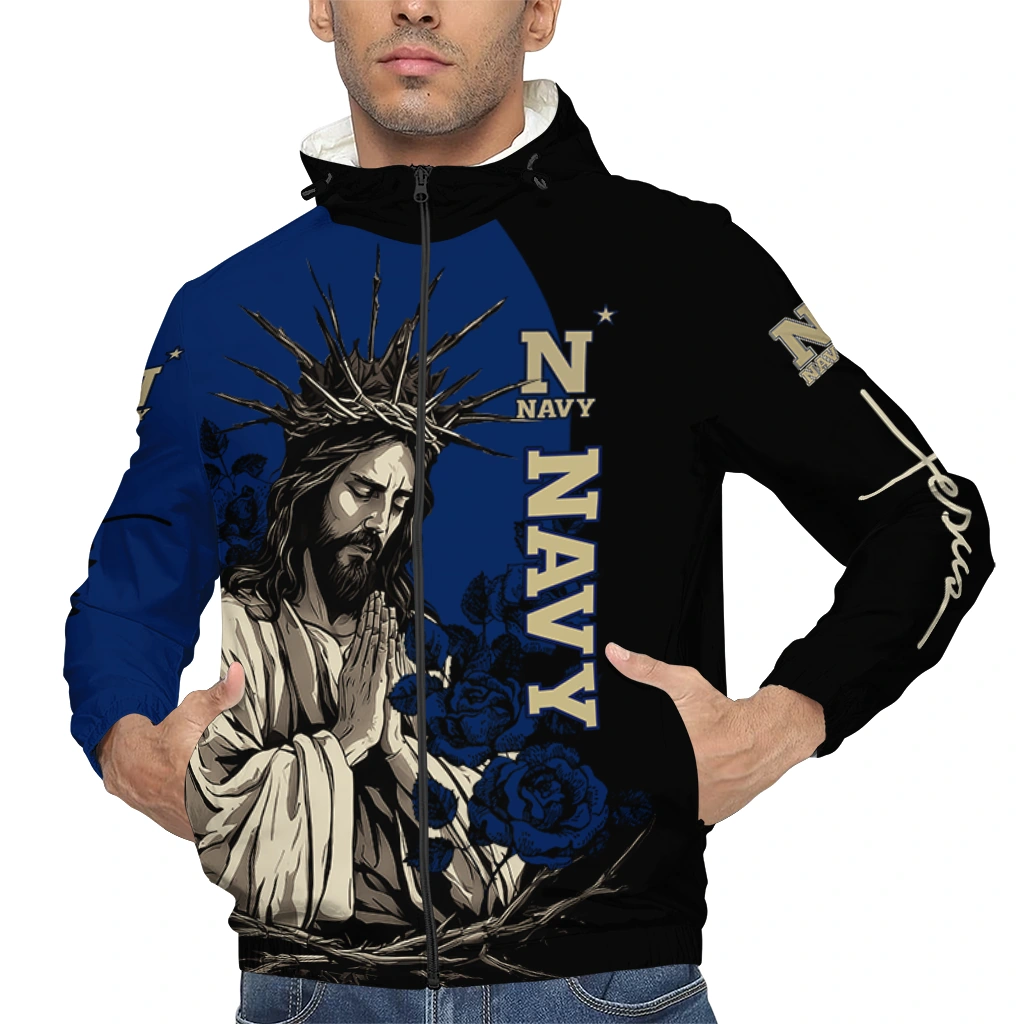 navy midshipmen jesus roses blue black windbreaker jacket top rated navy midshipmen jesus roses blue black windbreaker jacket top rated