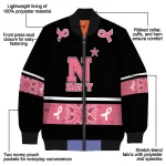 navy midshipmen pink ribbon black pink bomber jacket best selling