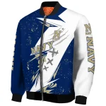 navy midshipmen ripped bolt blue white bomber jacket best selling