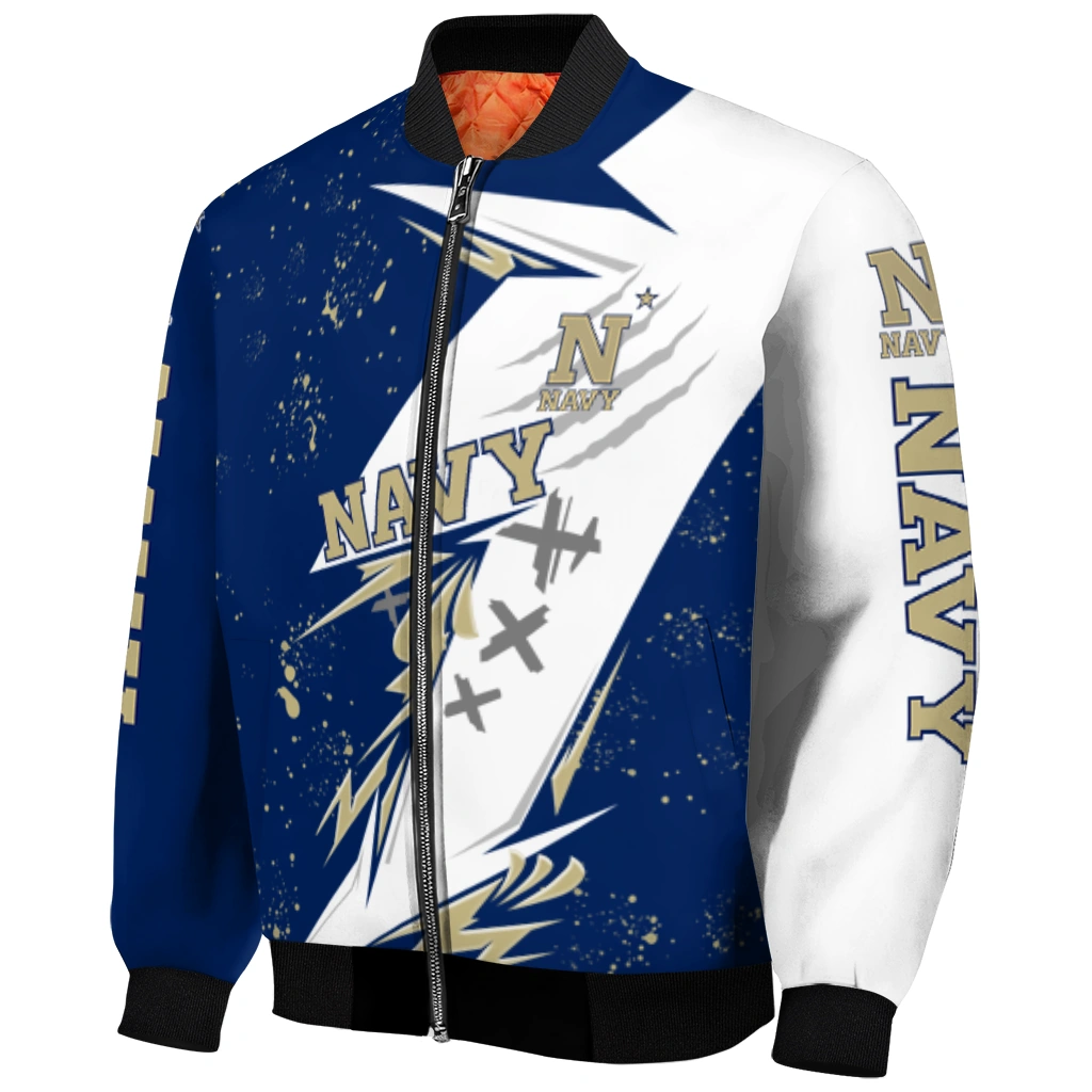 navy midshipmen ripped bolt blue white bomber jacket fashion forward navy midshipmen ripped bolt blue white bomber jacket fashion forward