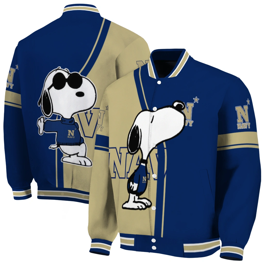 navy midshipmen snoopy attitude blue varsity jacket fashion forward navy midshipmen snoopy attitude blue varsity jacket fashion forward