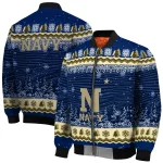 navy midshipmen snowy pines blue bomber jacket best selling