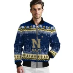 navy midshipmen snowy pines blue bomber jacket best selling