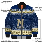 navy midshipmen snowy pines blue bomber jacket best selling